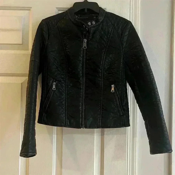 Marc New York Women's Black Motorcycle Jacket Size S Quilted Design - Picture 1 of 7
